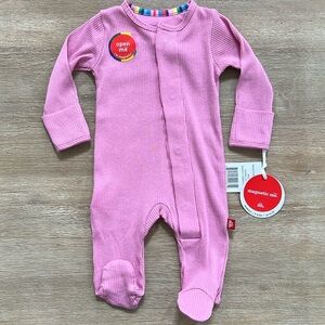Magnetic Me Organic Cotton Modal Ribbed Footie Mauve 3-6 6-9 9-12